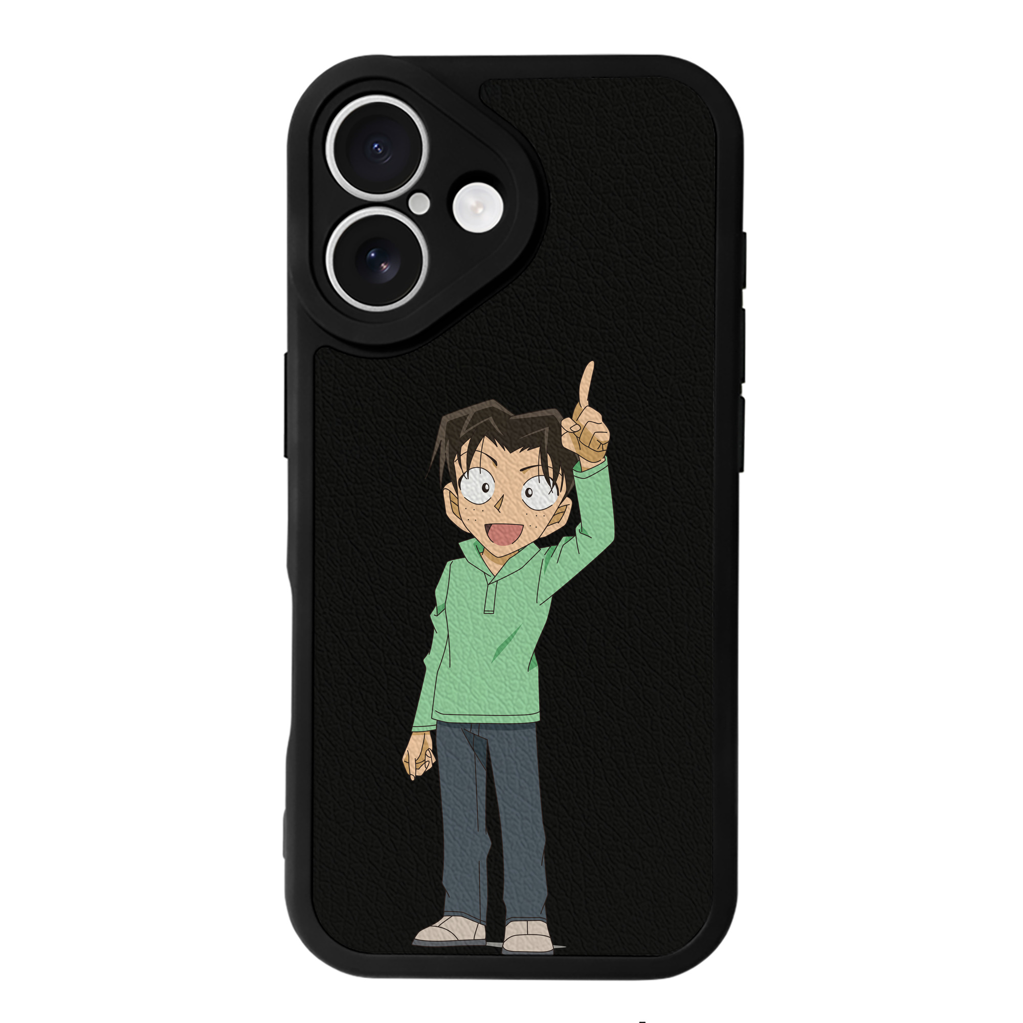 （画像用） 名探偵コナン 円谷 光彦 つぶらや みつひこ Detective Conan Mitch Tennyson 【iPhone 16シリーズ対応】シリコンスマホケース（レザー調） 材質：シリコン